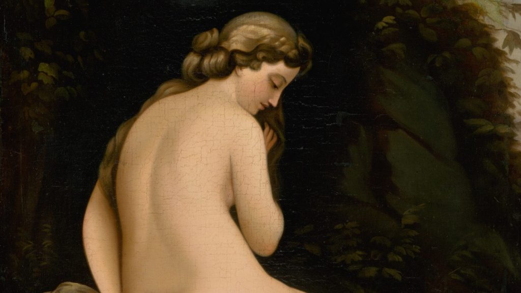 Gros plan d'une peinture représentant une femme nue